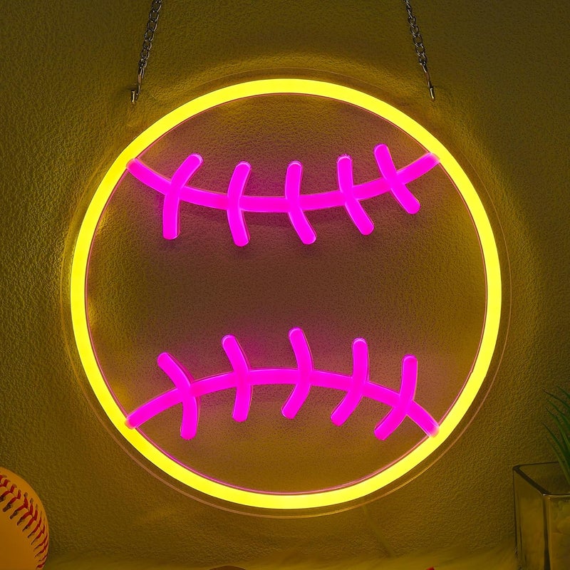 OkiyiD Softball Neon Sign - Dimmable Sport Wall Decor With USB Power, Softball Gifts for Girls 8-12, LED Neon Lights for Girls Cave College Dorm Softball Fan Accessories Stuff - Image 1